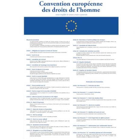 Plaque "Convention Européenne des Droits de l'Homme"