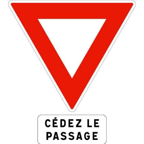 Panneau Cédez le passage AB3a + M9c