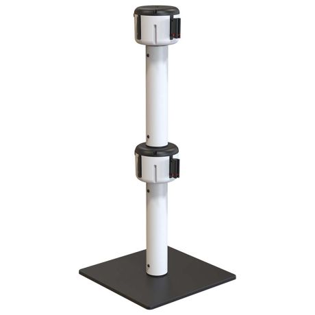 Poteau à double sangle rétractable Msafety - Blanc