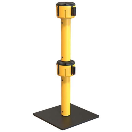 Poteau à double sangle rétractable Msafety - Jaune