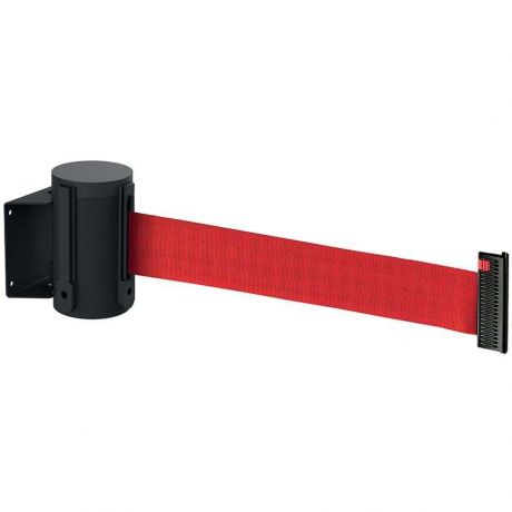 barrière de délimitation à ceinture retractable murale paceo - gris  manganese - sangle rouge/blanc 3m - Barrières de sécurité