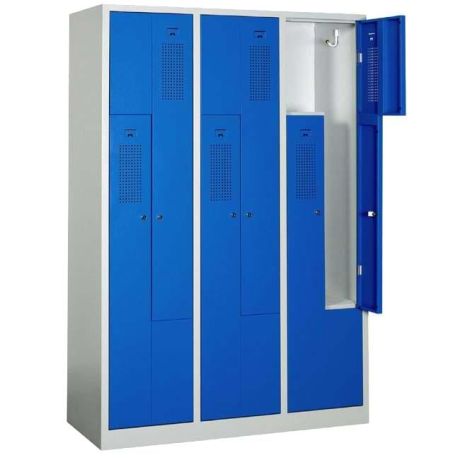 Vestiaire portes en L 3 colonnes 6 cases