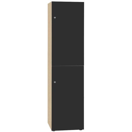Vestiaire Wood 2 cases - Corps chêne blanchi - Portes anthracite