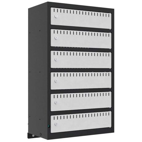 Armoire casiers recharge batterie vélos murale - 6 cases