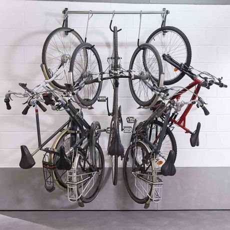 Support mural pour vélo - bois et aluminium - étagère - noir - S