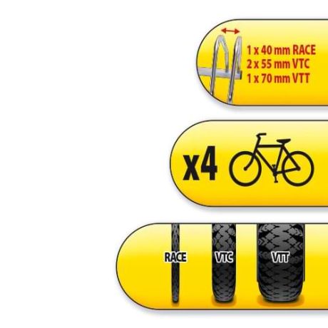 Râtelier 4 vélos multi-pneus