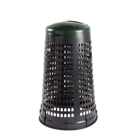 Poubelle ronde plastique perforé - Couvercle vert