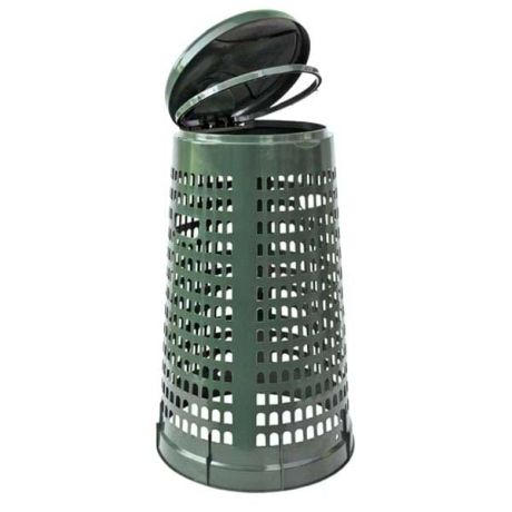 Poubelle ronde plastique perforé verte