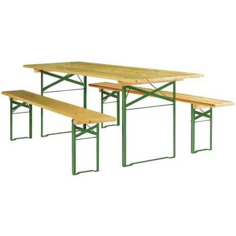 Location Table de Brasserie Pliante et 2 Bancs pliants 220 cm