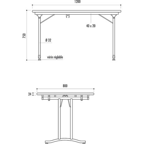 Schéma table pliante multi-usages