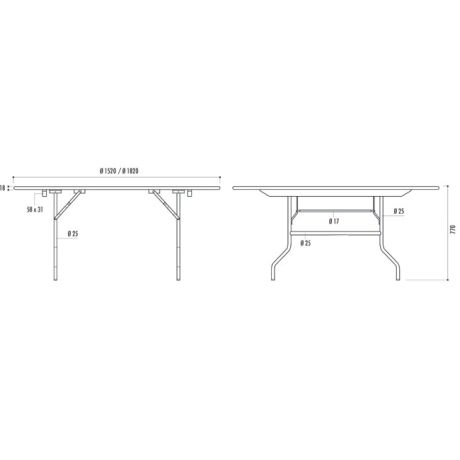 Schéma technique table pliante