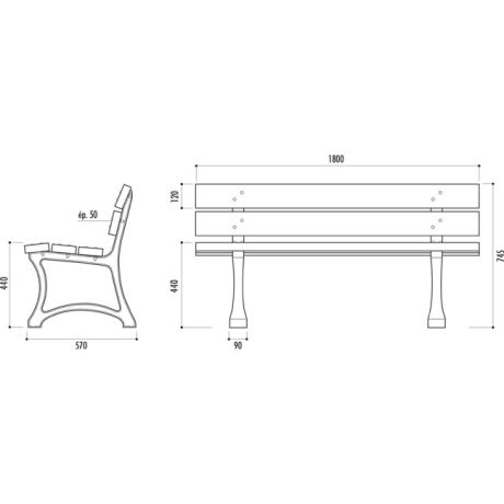 Schéma banc recyclé Concarneau