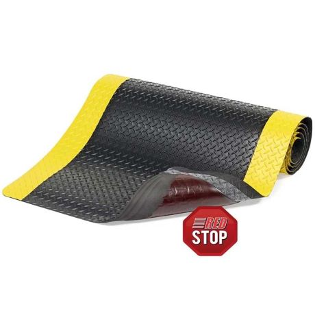 Tapis antifatigue noir bordures jaunes