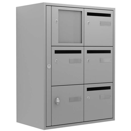 BAL Bristol : 2 colonnes X 3 cases Alu blanc RAL 9006 + Option tableau d'affichage