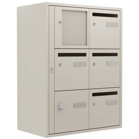 BAL Bristol : 2 colonnes X 3 cases Blanc perlé RAL 1013 + Option tableau d'affichage