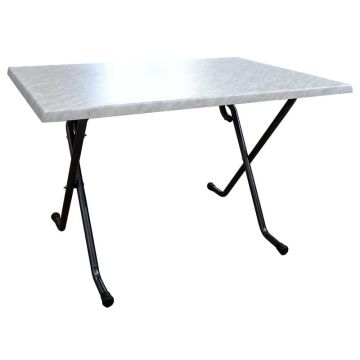 Table basculante pour salle de réunion, salle de fêtes... (plateau sable et teck avec pieds noir foncé RAL 9005)