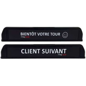 Barre de caisse Client Suivant en PVC noir, 350 mm