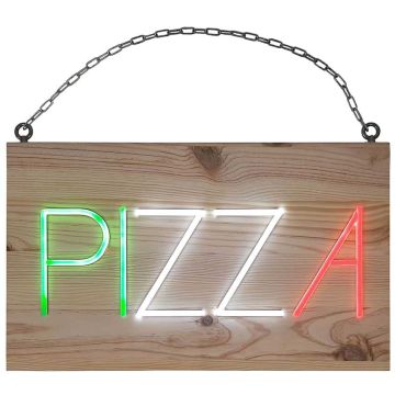 Enseigne lumineuse bois - Pizza