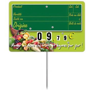 Étiquette prix fruits et légumes grand format 15 x 20 cm sur pique inox – Magequip