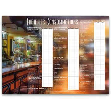 Tableau affichage tarif des consommations 44 X 60 cm