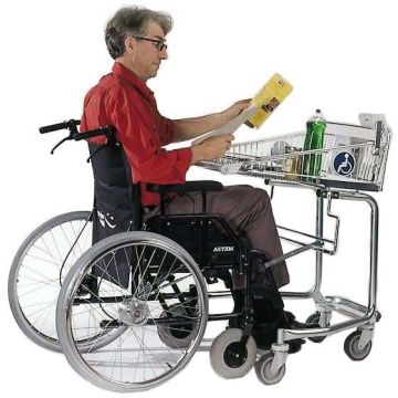 Chariot magasin adaptable sur fauteuil roulant