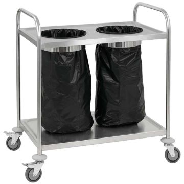 Chariot support de sacs poubelle inox