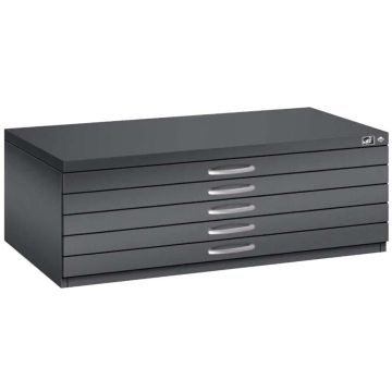 Meuble à plans 10 tiroirs + Socle + Plateau bois - Gris anthracite