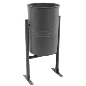 Corbeille basculante Grenoble 60 litres acier gris RAL 7011 sur pieds