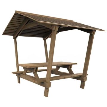 Table extérieure abritée avec toit