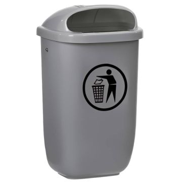Corbeille polyéthylène haute densité 50L coloris gris – poubelle de ville pour espaces extérieurs