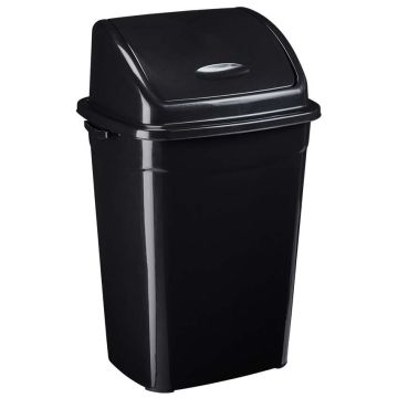 Poubelle plastique recyclé noire à couvercle basculant 50L