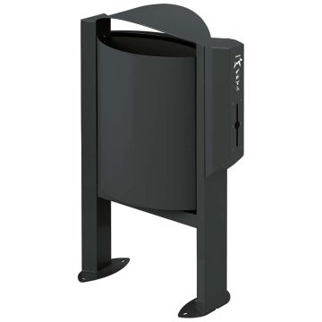 Corbeille 40L + Distributeur sachets - Aspect corten