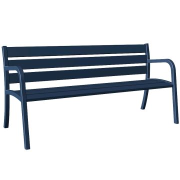 Banc public acier bleu sablé