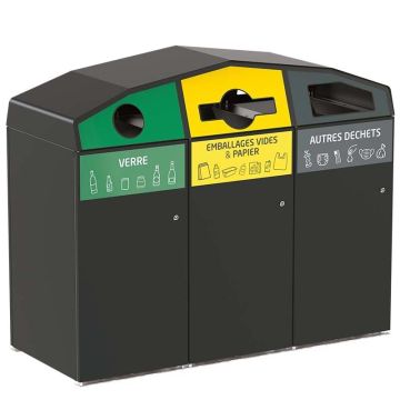 Poubelle tri-sélectif 3 X 120 litres