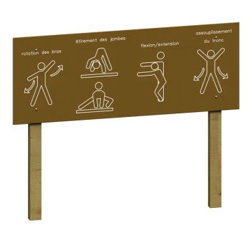 Panneau d'échauffement parcours de santé
