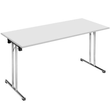Table pliante Élégance à piètement chromé, plateau Wallnut