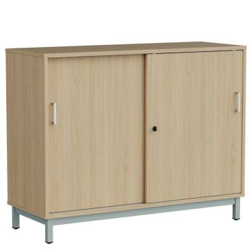 Meuble rangement bas à portes coulissantes