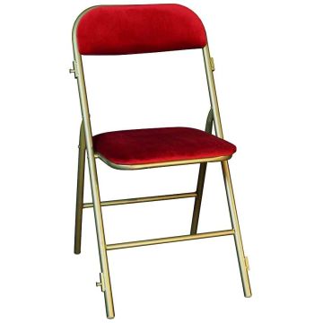 Chaise pliante prestige - Assise et dossier en velours rouge