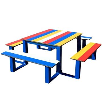 Table banc enfant école multicolore