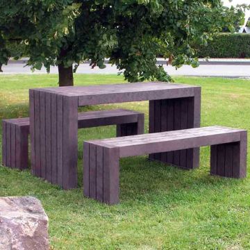 Ensemble pique-nique matière recyclée - Marron