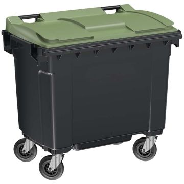 Conteneur à déchets 4 roues 660 litres - Gris