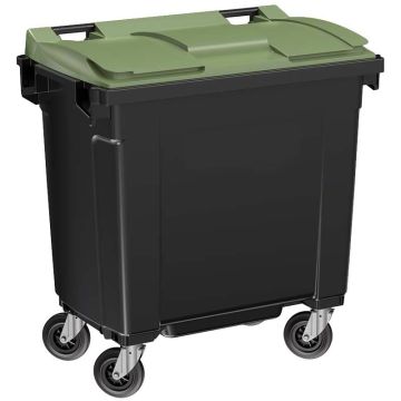 Conteneur à déchets 770 litres - Cuve grise - Couvercle bordeaux