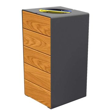 Poubelle tri-sélectif Kub - Acier & Bois