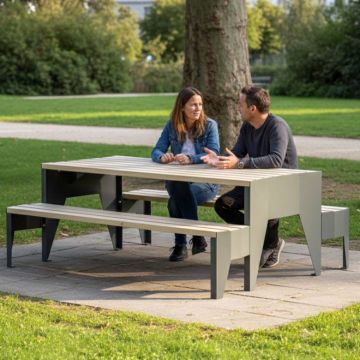 Table pique-nique design en acier et robinier