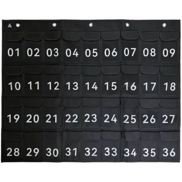 Mur de 36 pochettes anti-ondes pour smartphones fixé au mur d'un collège