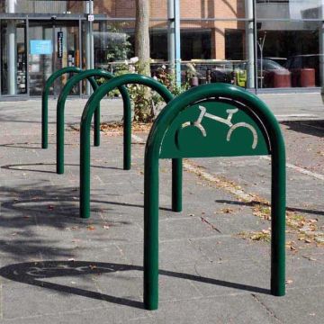 Arceau support cycle peint - Signalétique "Vélo" - Sur platines