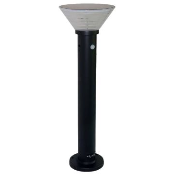 Borne d'éclairage solaire LED noire à détecteur de mouvement, H. 80 cm