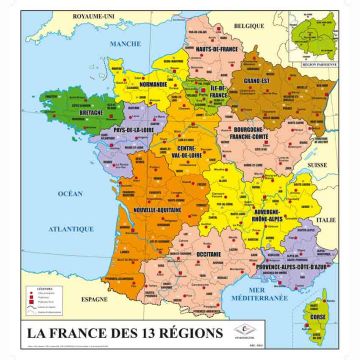 Carte de France administrative 13 régions