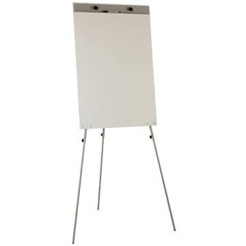 Chevalet de conférence paperboard magnétique blanc avec pince bloc papier et auget porte-marqueurs
