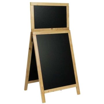 Chevalet de trottoir ardoise double surface H. 120 cm – Finition hêtre